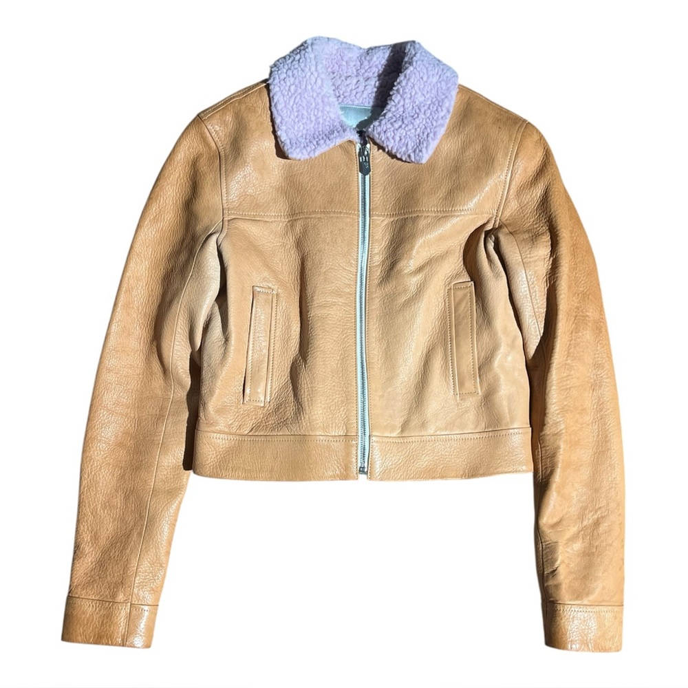 The Mighty Company BRENT Leather Cropped Jacket Fleece Lined